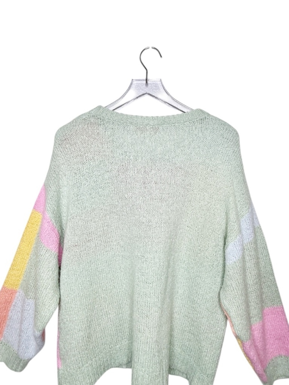 Lisa Says Gah Helen Sweater Pastel Color Block Oversized Pink Green Yellow M/L - Picture 11 of 15